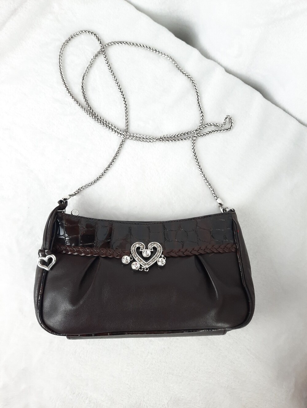Brighton Leather Crocodile Embossed Crossbody Shoulder Bag